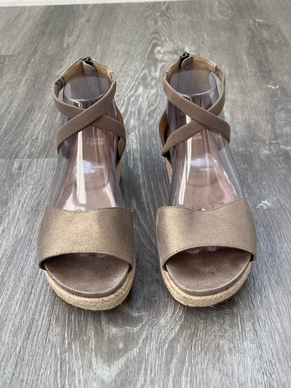 Eileen Fisher Island Platform Espadrille Leather Sandals Size 9.5